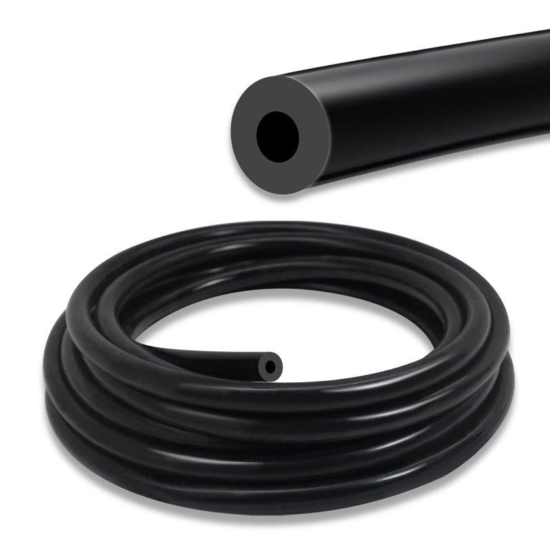 SDZONGES خرطوم مكنسة السيارات، 5FT ID 1/8 بوصة (3 مم) خرطوم مكنسة معرف، 130PSI أقصى ضغط أنبوب تفريغ سيليكون أسود. - Image 1